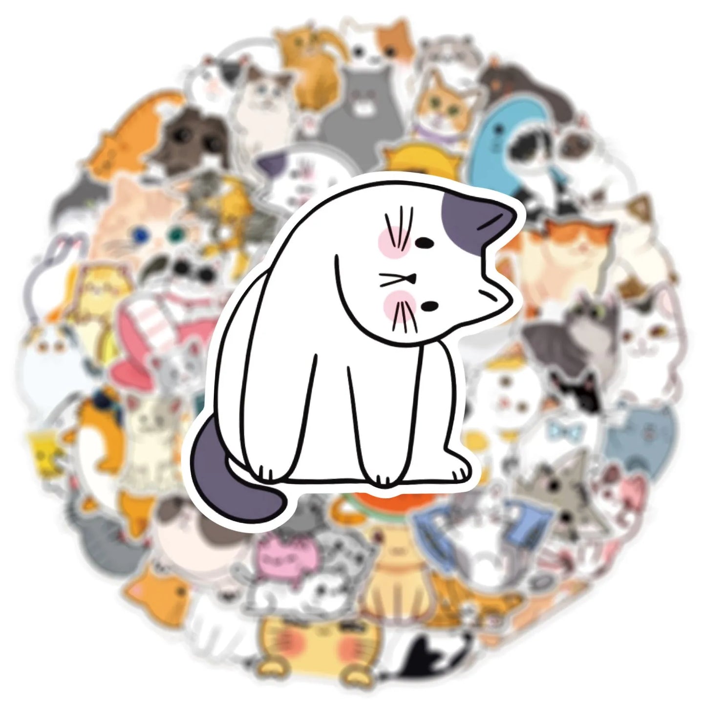 50 Sheets Cute Cartoon Cat Graffiti Stickers Decoration