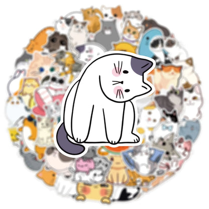 50 Sheets Cute Cartoon Cat Graffiti Stickers Decoration