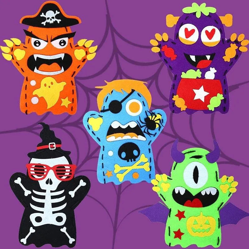 Kindergarten Halloween Crafts DIY Hand Puppets – Felt Sewing Kit for Kids