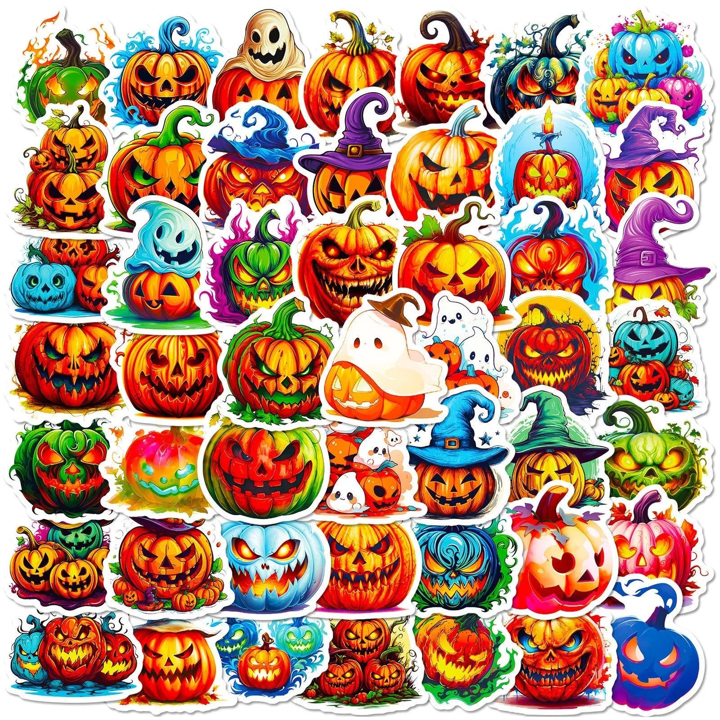 300 Cartoon Pumpkin Witch & Ghost Graffiti Stickers – Fun Halloween Holiday Decorations