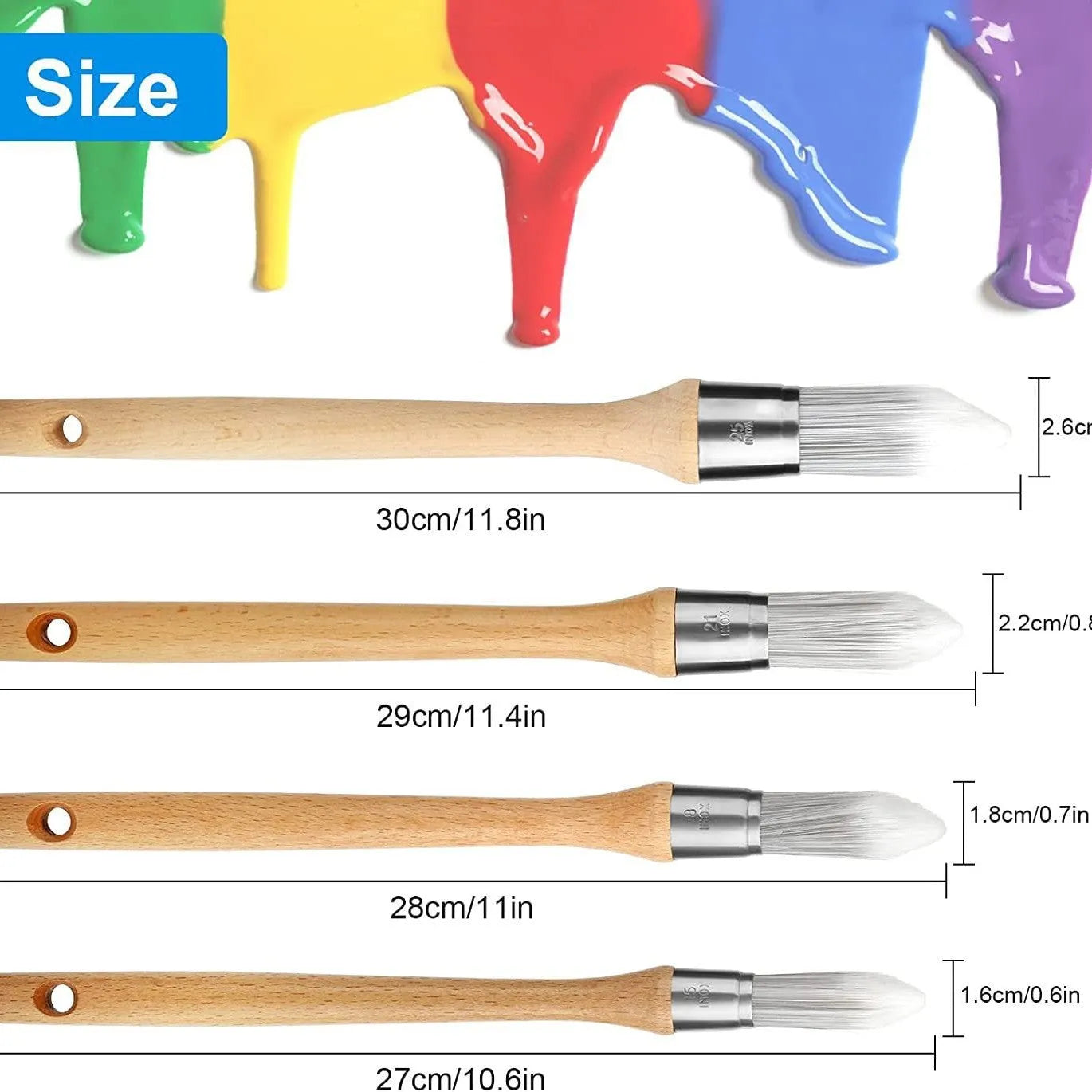 Beech Handle Round Pointed Thread Painting Paint Brush