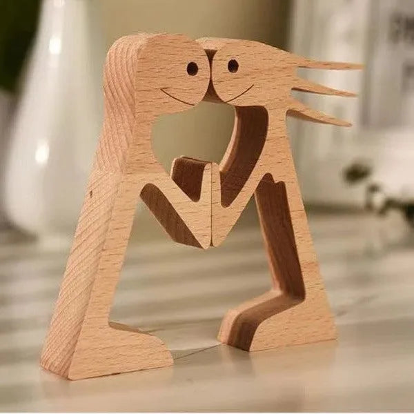 Figurita artesanal de madera para perro, escultura decorativa para el hogar, escultura de madera para hombre y perro, regalos de Navidad, modelo de decoración