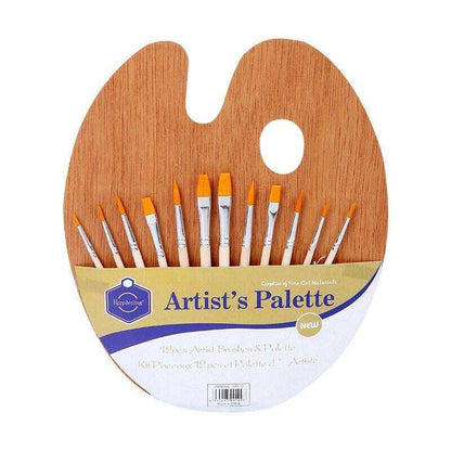 Paint Brush Set 12pcs With Wood Palette