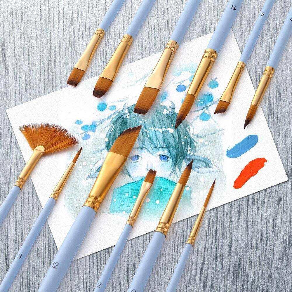 12 Watercolor brush set for acrylic oil and waterpaint painting brushes