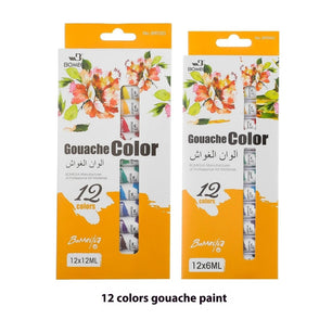12 - color Acrylic Pigment Strip Gouache Watercolor Oil Painting Paints Full Set - DiyCraftsProject