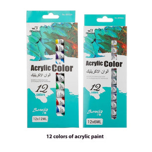 12 - color Acrylic Pigment Strip Gouache Watercolor Oil Painting Paints Full Set - DiyCraftsProject