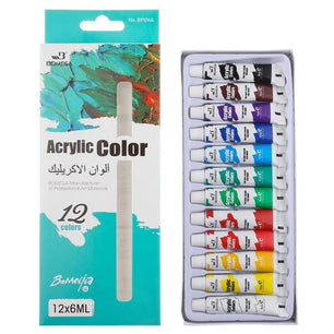 12 - color Acrylic Pigment Strip Gouache Watercolor Oil Painting Paints Full Set - DiyCraftsProject