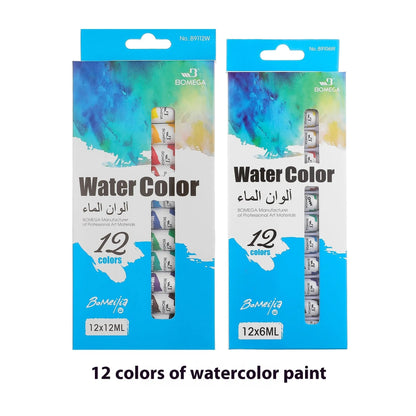 12-color Acrylic Pigment Strip Gouache Watercolor Oil Painting Paints Full Set