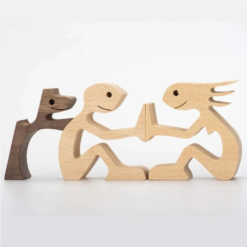 Figurita artesanal de madera para perro, escultura decorativa para el hogar, escultura de madera para hombre y perro, regalos de Navidad, modelo de decoración