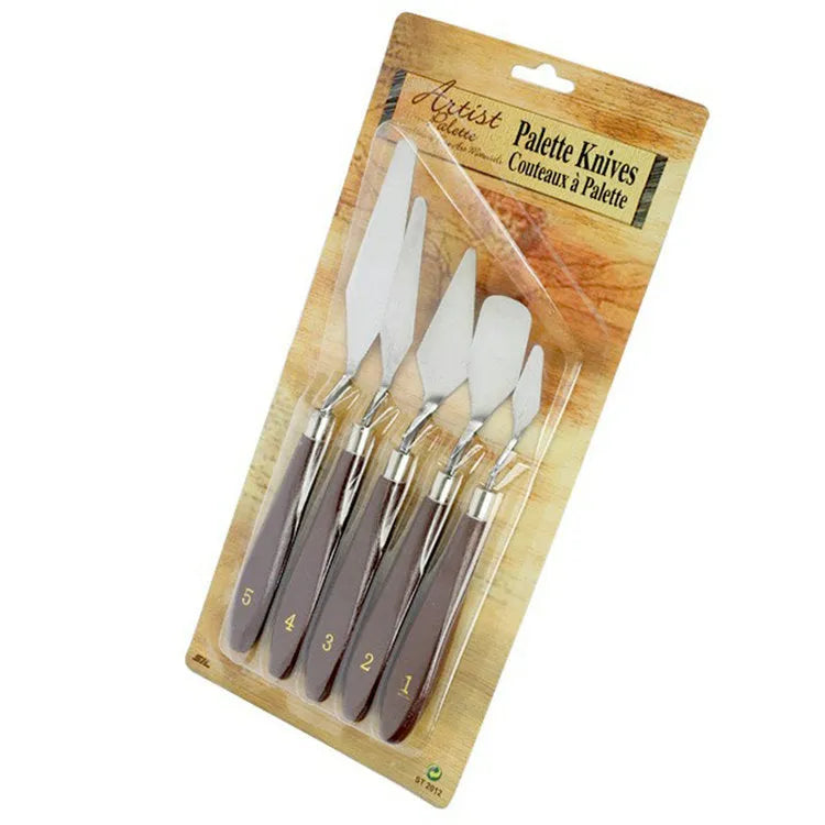 5-Piece Stainless Steel Oil Painting Scraper and Spatula Set