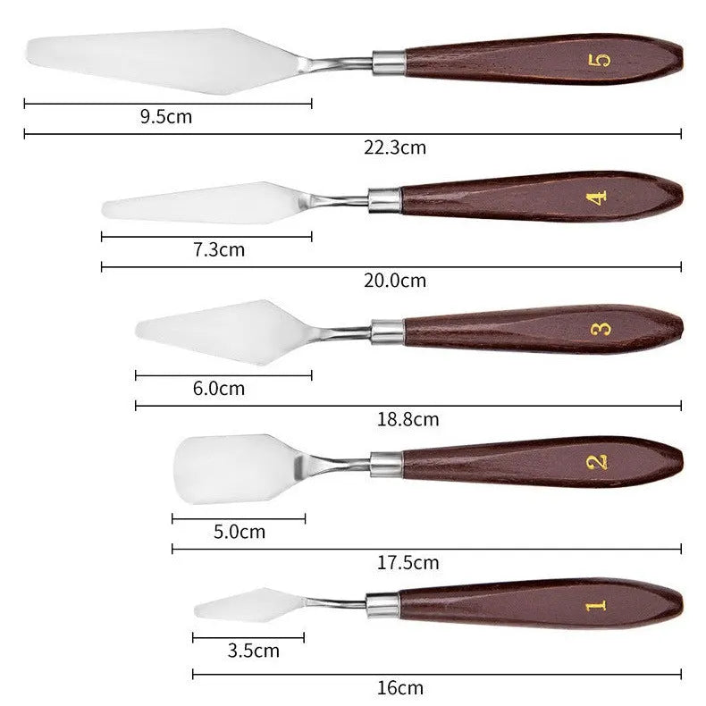 5-Piece Stainless Steel Oil Painting Scraper and Spatula Set