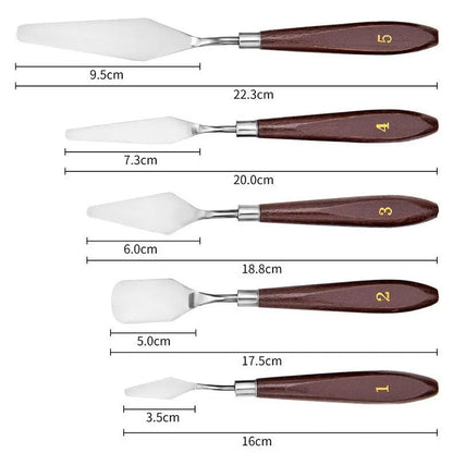 5-Piece Stainless Steel Oil Painting Scraper and Spatula Set