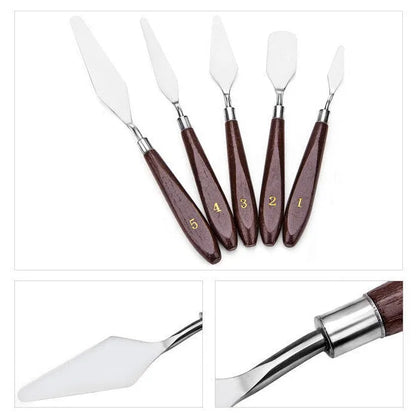 5-Piece Stainless Steel Oil Painting Scraper and Spatula Set