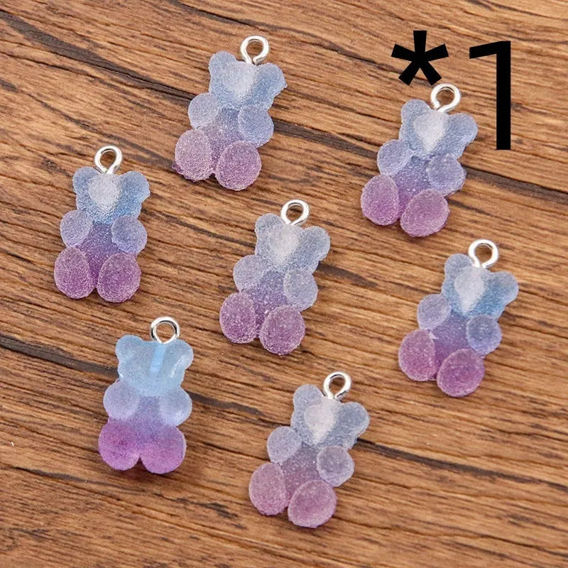 DIY Resin Accessories Gradient Bear Peach Heart Pendant