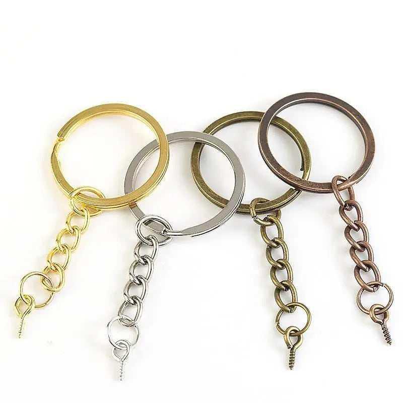 20pcs Key Ring with Chain Stainless Steel Keychain with Ring Keychains in Brass Gold Silver Bronze Jump Rings Bulk Split Key Ring