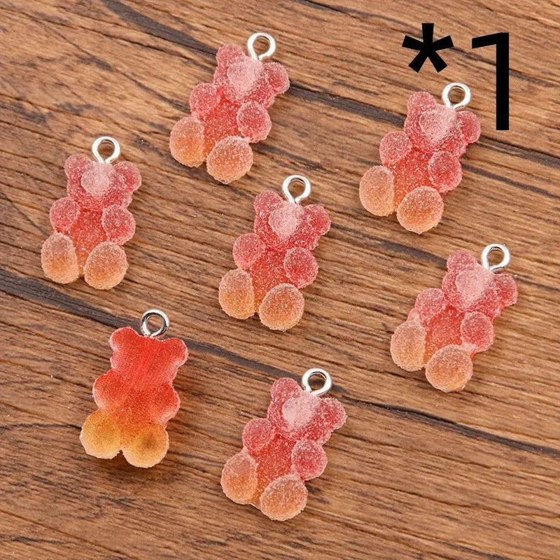 DIY Resin Accessories Gradient Bear Peach Heart Pendant