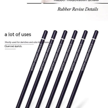 Highlight Rubber Pen Erasable Pen Art Student Pencil Sketch Pen Shape Eraser Sketch 6 Pieces Suit