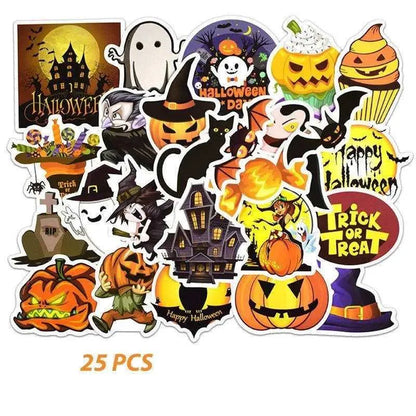 25pc Happy Halloween Stickers Pack Fall Halloween Party Spooky Pumpkin Kawaii Holiday Witch Horror Scrapbook Stationery Laptop Vinyl Sticker