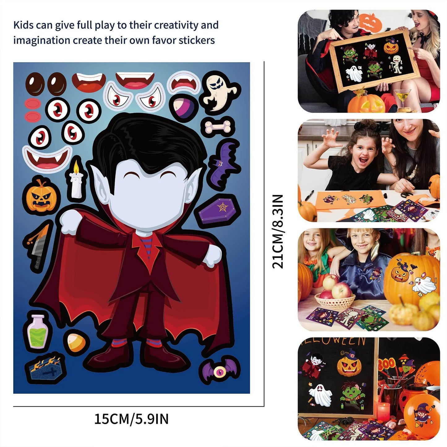 Horror Halloween Kinder Anime Cartoon Vampir Kürbis Puzzle Hand Konto DIY Aufkleber