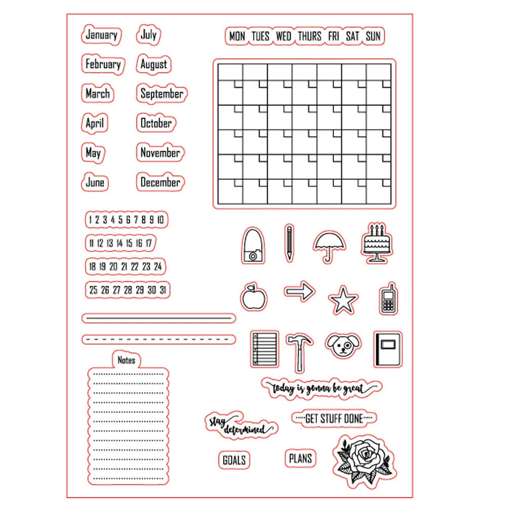 Material de calendario de cuenta de mano de sello de silicona transparente