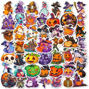 300 Cartoon Pumpkin Witch & Ghost Graffiti Stickers – Fun Halloween Holiday Decorations - DiyCraftsProject