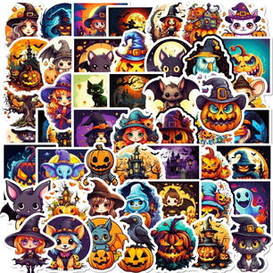 300 Cartoon Pumpkin Witch & Ghost Graffiti Stickers – Fun Halloween Holiday Decorations - DiyCraftsProject