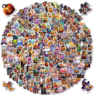 300 Cartoon Pumpkin Witch & Ghost Graffiti Stickers – Fun Halloween Holiday Decorations - DiyCraftsProject
