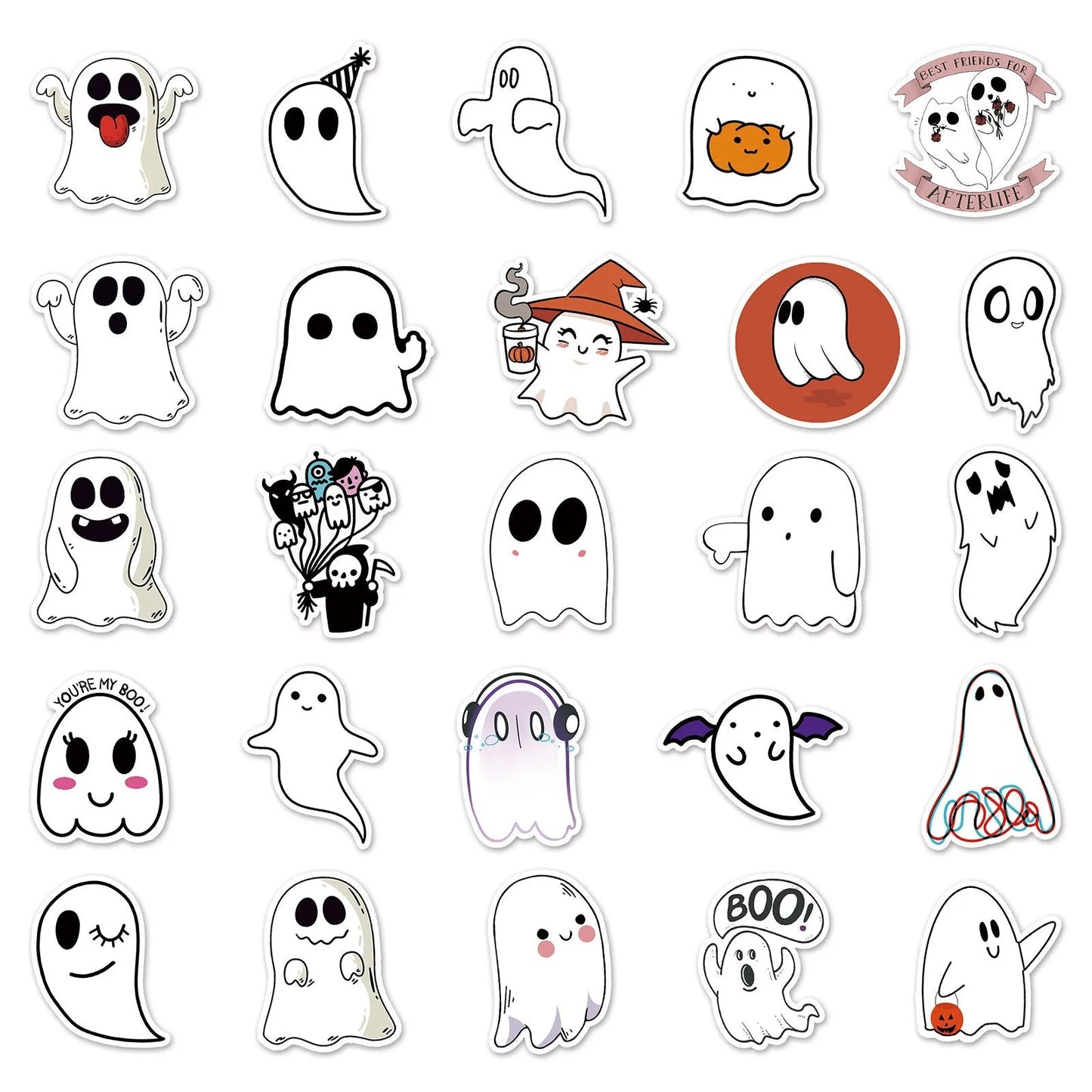 👻 50 pegatinas de Halloween con grafiti fantasma para niños: ¡bonitas, espeluznantes y resistentes al agua!