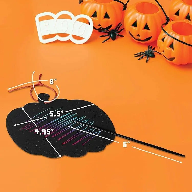 DIY Halloween Crafts Scratch Painting – 24 Pieces Fun Pumpkin-Themed Craft for Kids