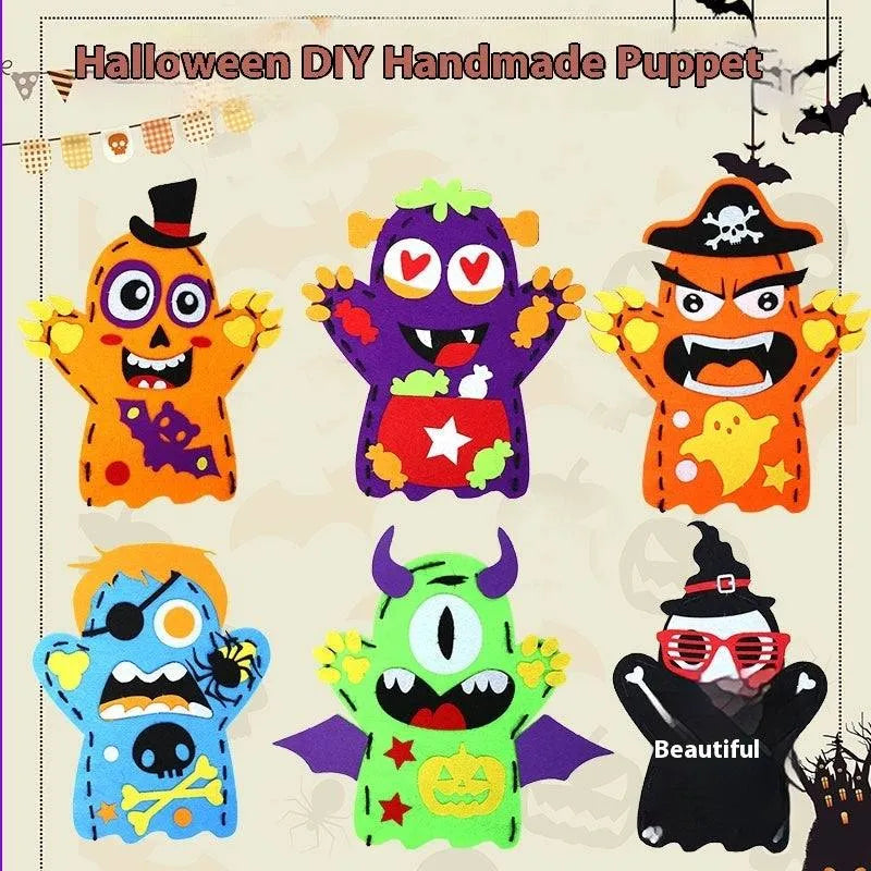 Kindergarten Halloween Crafts DIY Hand Puppets – Felt Sewing Kit for Kids