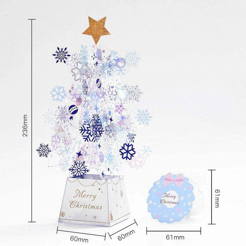 3D Christmas Tree Pop-Up Card - 6x6x24CM - Transparent Snowflake Sequins - Marry Christmas Greeting Card , christmas card, Christmas Tree Pop-Up Card 3D Card Christmas Greeting Card