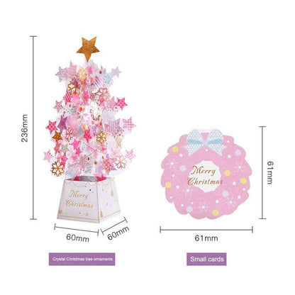 3D Christmas Tree Pop-Up Card - 6x6x24CM - Transparent Snowflake Sequins - Marry Christmas Greeting Card , christmas card, Christmas Tree Pop-Up Card 3D Card Christmas Greeting Card