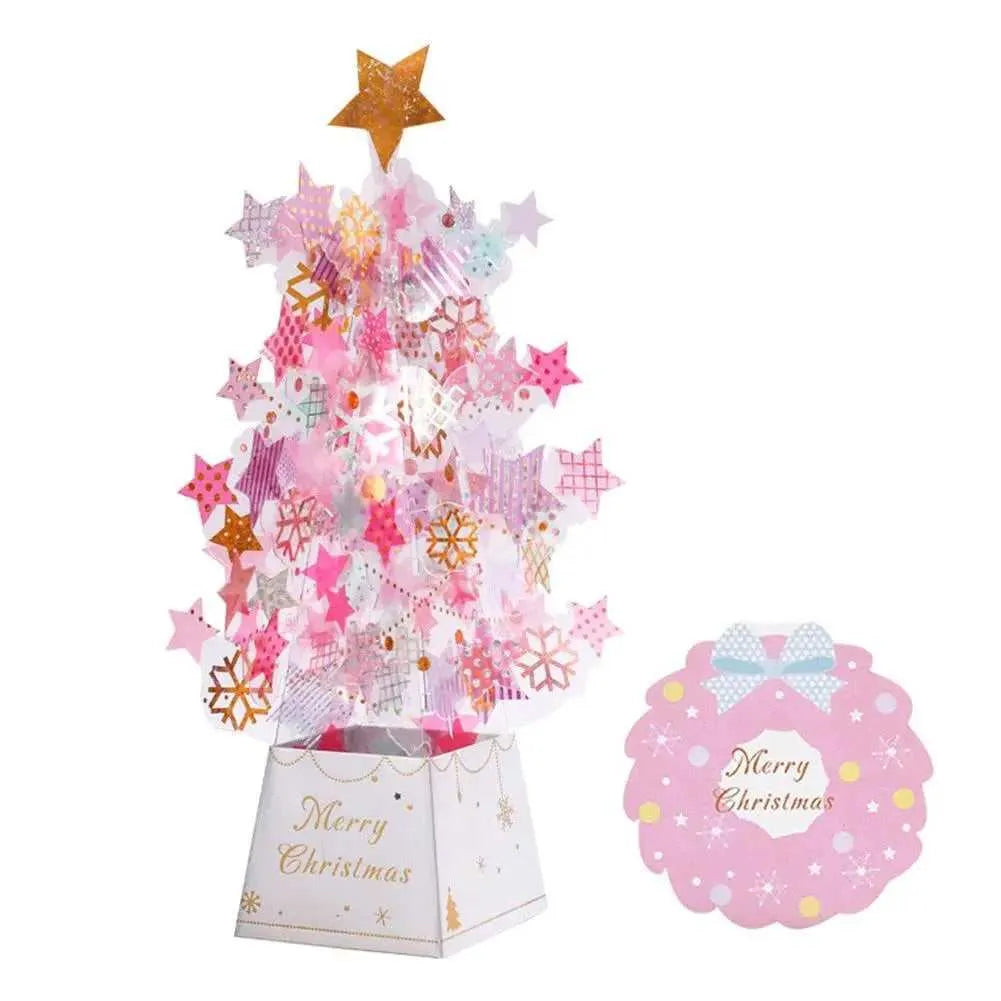 3D Christmas Tree Pop-Up Card - 6x6x24CM - Transparent Snowflake Sequins - Marry Christmas Greeting Card , christmas card, Christmas Tree Pop-Up Card 3D Card Christmas Greeting Card