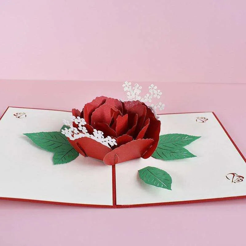 Handmade 3D Mother's Day Card with Paper Carved Rose Flowers - Unique Gift for Mom & Teachers , 