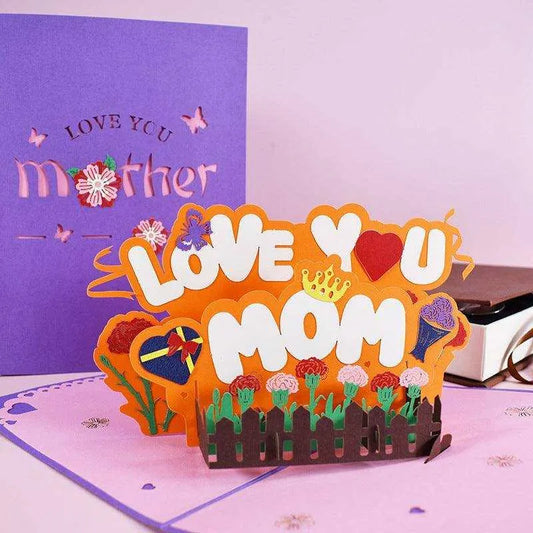 Handmade 3D Mother's Day Card with Paper Carved Rose Flowers - Unique Gift for Mom & Teachers , 