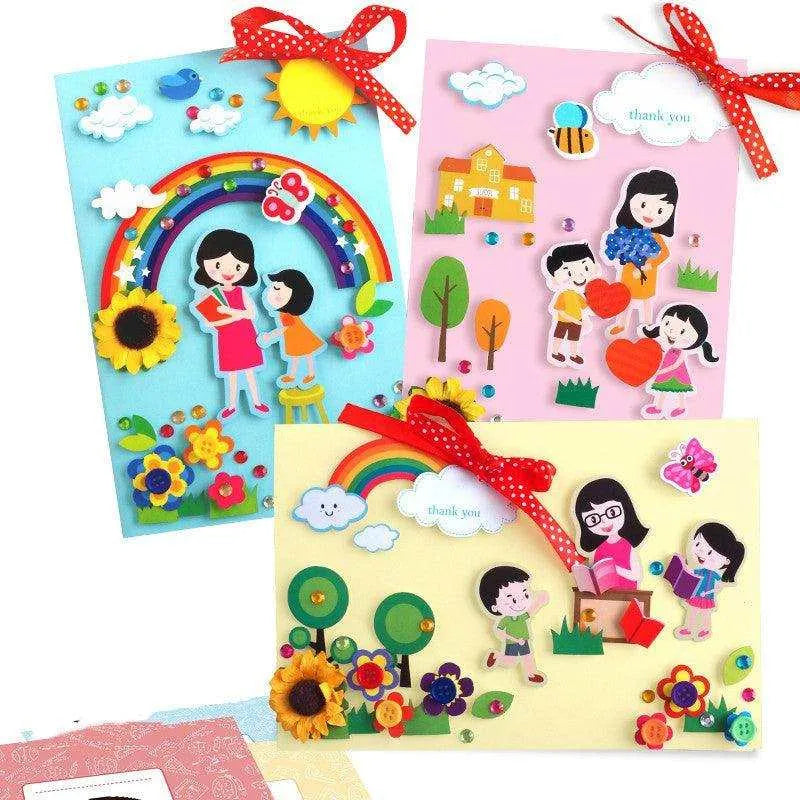 3D Pop-Up Teacher's Day Card Set - Bundle of 3, Adorable Cartoon Theme , 