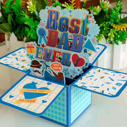 3D Sky Blue Double Fold Father's Day Greeting Card - Includes 1 Card , 