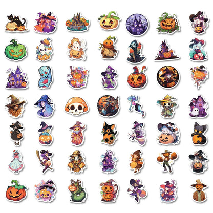 300 Cartoon Pumpkin Witch & Ghost Graffiti Stickers – Fun Halloween Holiday Decorations