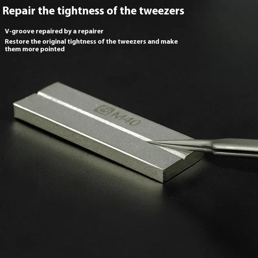 Gold Steel Sharpening Stone Tweezers Repair Device