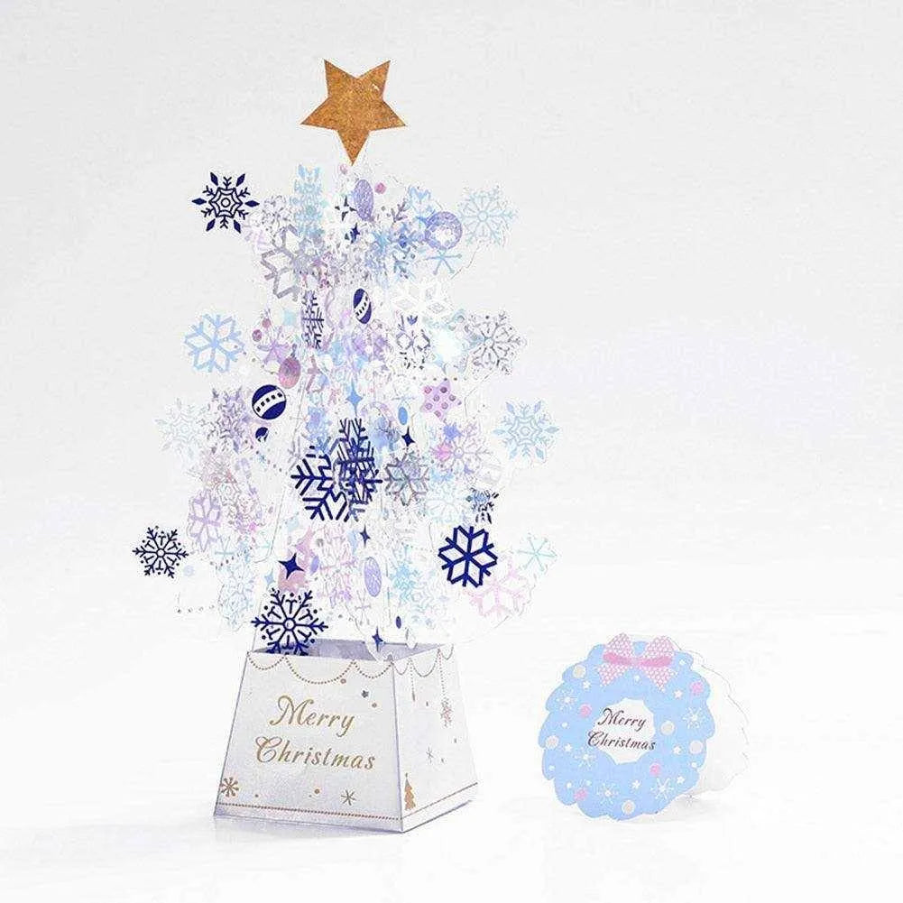 3D Christmas Tree Pop-Up Card - 6x6x24CM - Transparent Snowflake Sequins - Marry Christmas Greeting Card , christmas card, Christmas Tree Pop-Up Card 3D Card Christmas Greeting Card