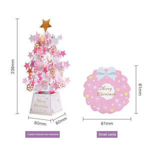 3D Christmas Tree Pop - Up Card - 6x6x24CM - Transparent Snowflake Sequins - Marry Christmas Greeting Card - DiyCraftsProject