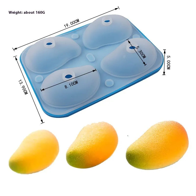 Simulación tridimensional mango pastel molde postre silicona molde