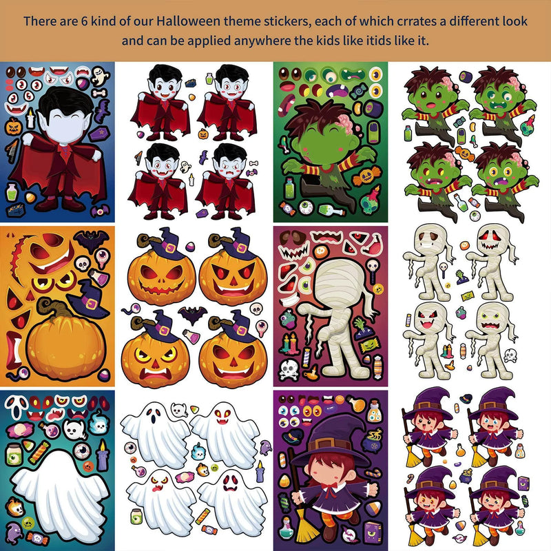 Horror Halloween Children Anime Cartoon Vampire Pumpkin Puzzle Hand Account DIY Stickers