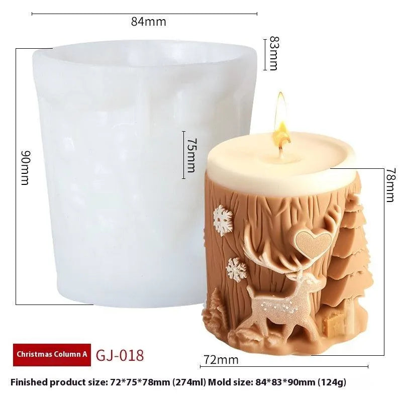 Christmas Cylindrical Aromatherapy Candle Silicone Mold