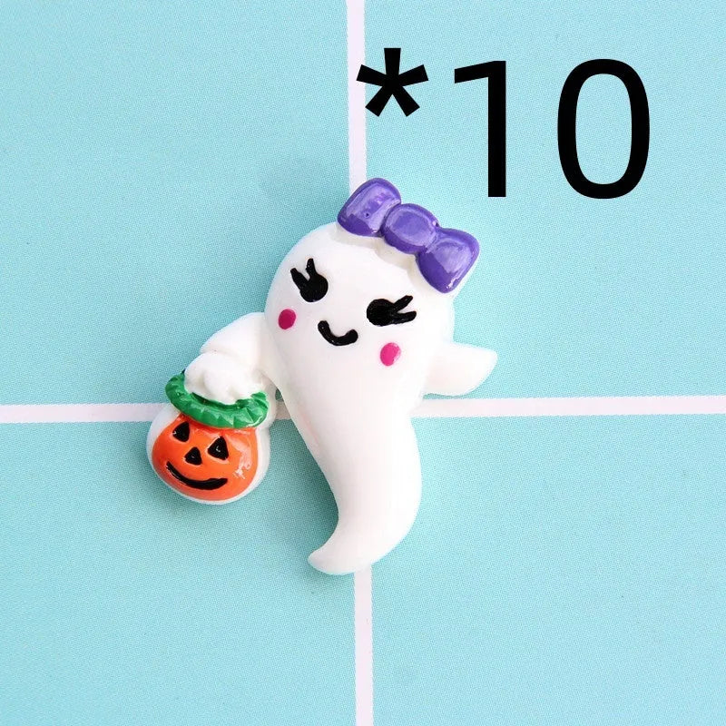 Halloween Ghost Resin Cabochon Decorations – DIY Spooky Craft Accessories