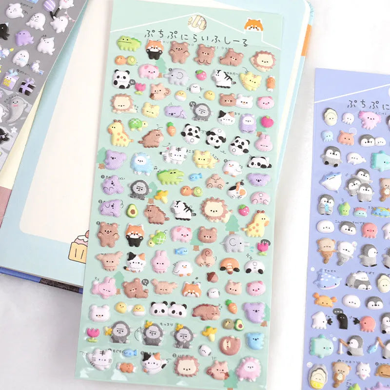 Cartoon Animal Foam Particles Bubble Dstereo Phone Case DIY Decorative Sticker