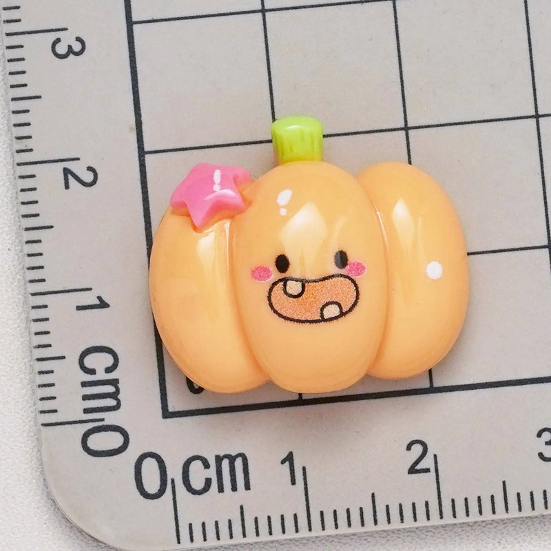 Halloween Pumpkin Cartoon Resin Cabochon Pendants – DIY Ornament Accessories for Halloween Crafts