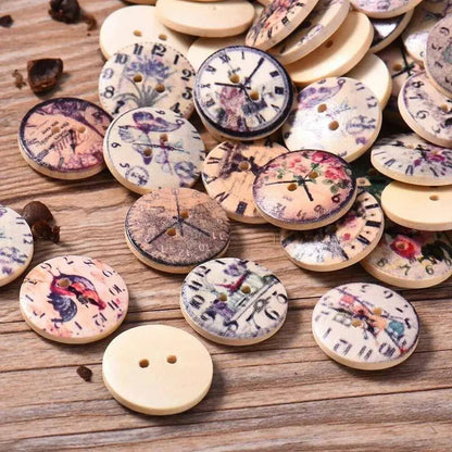 50 vintage buttons 20mm round wooden button