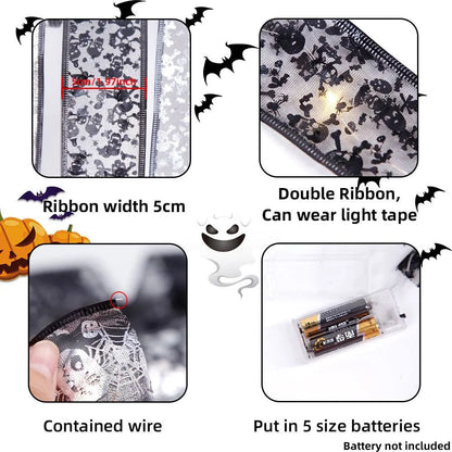 Cadena de iluminación LED de cinta de doble capa de malla de Halloween