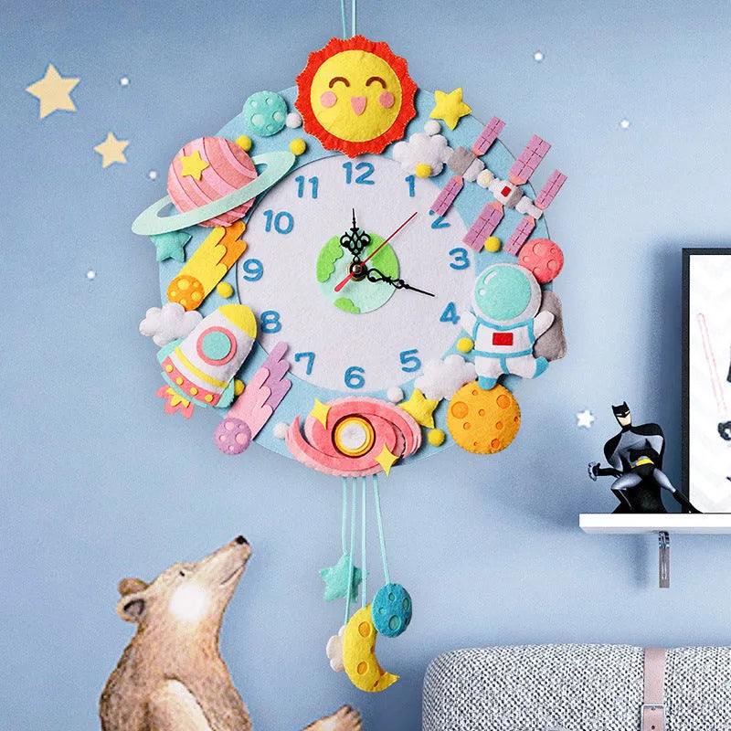 Forest Animal Wall Clock DIY Kit – Handmade Felt Craft for Kids & Adults